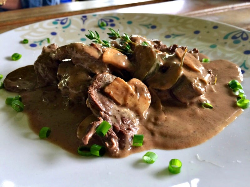 Tasty and tender Beef Stroganoff from Fanny's Terrace Bistro.