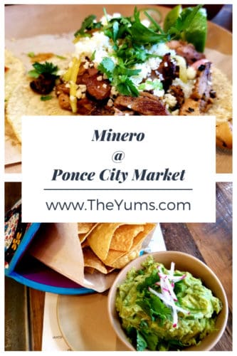 Delicious tacos al pastor and homemade guacamole served at the Ponce City Market location of Minero.