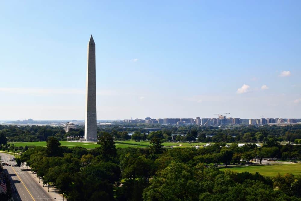 Washington Monument visible from the patio at POV inside the W Hotel