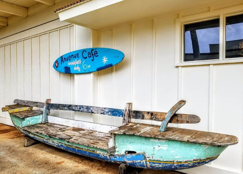 Outside Anuenue Cafe in Poipu, Koloa, Hawaii