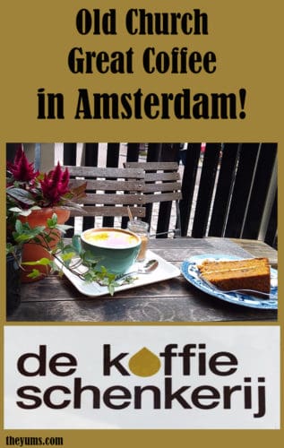 The garden cafe of De Koffieschenkerij, coffee, lunch and pastry cafe at the Oude Kerk, Amsterdam's oldest church and oldest building. #fromtheyums