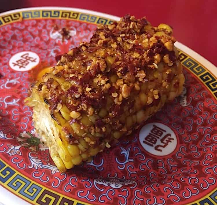 Grilled BBQ Buttery Corn with Hot Spices & Peanuts