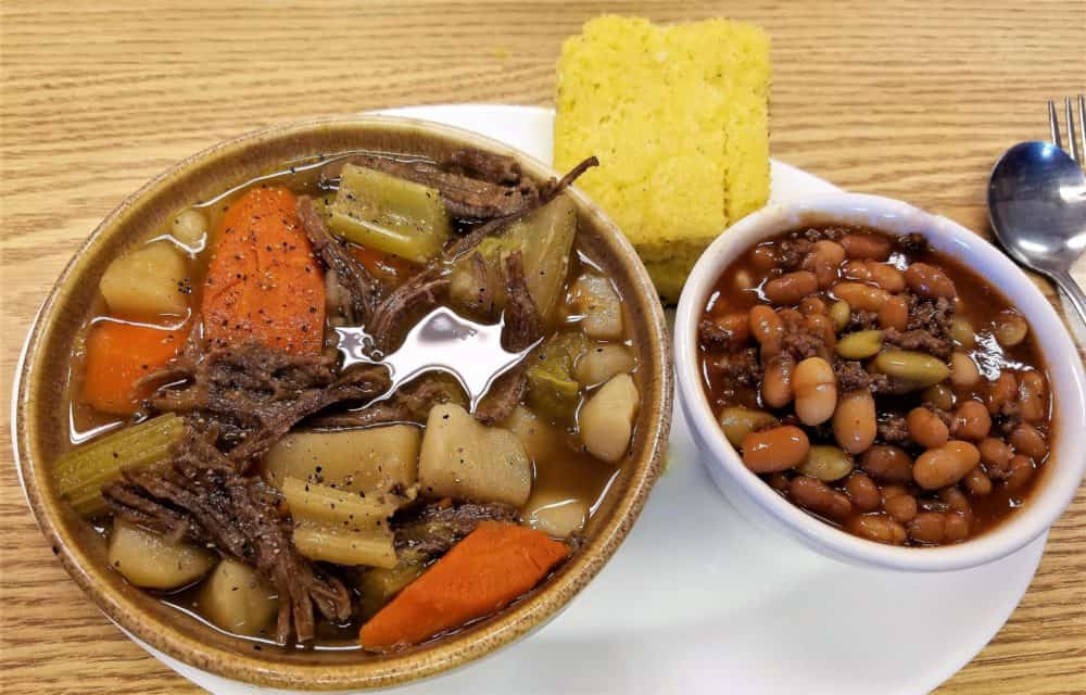 buffalo pot roast cowboy beans and cornbread