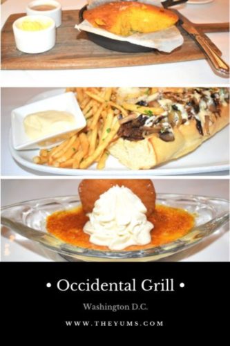 Sample dishes from the Occidental Grill and Seafood Restaurant in Washington, D.C.