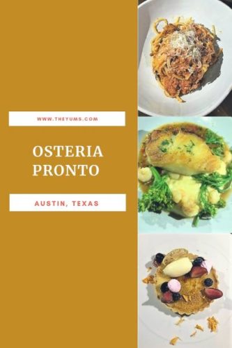 Bucantini Bolognese, Chilean Sea Bass, and Lemon Tart at Osteria Pronto in Austin, Texas