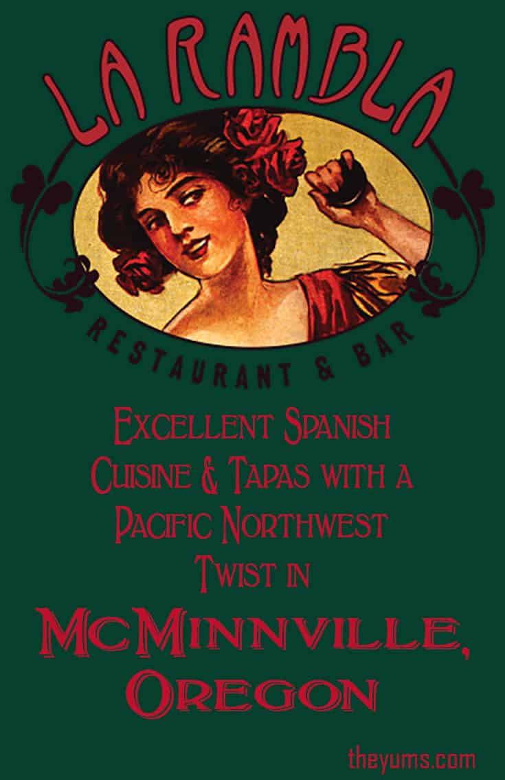 Pinnable image for La Rambla Spanish food and Tapas Restaurant & Bar in McMinnville, Oregon, in the heart of Oregon's Willamette Valley Wine Country.