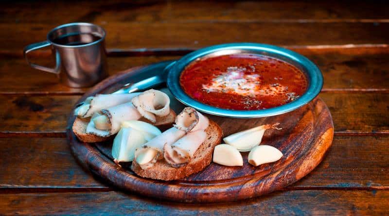 borscht in ukrainian restaurant