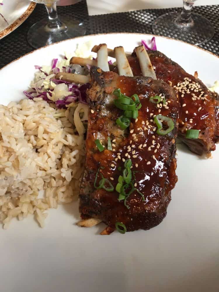 Lamb riblets at Merrimans in Waimea, big island of Hawaii