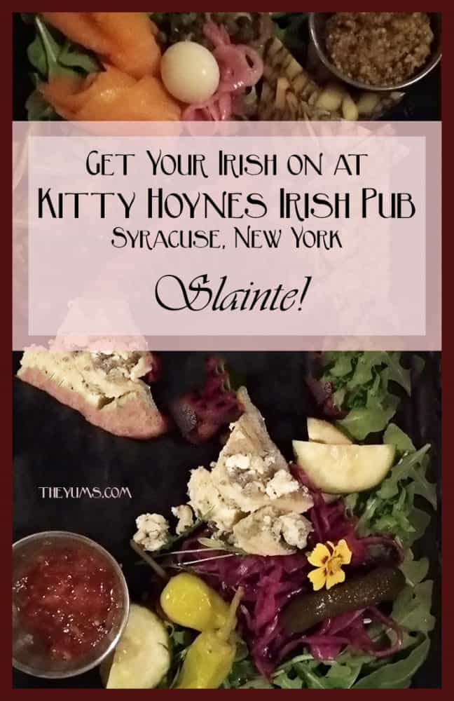 The charcuterie platter at Kitty Hoynes Irish Pub, in Syracuse, NY, is loaded with sausages, black pudding, cheeses, beets, peppers, and house-made sauces. Pin it.