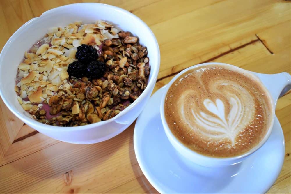 Smoothie Bowl and Latte at Terra Nomad in Bismarck, North Dakota