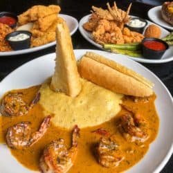 Grits and shrimp creole style seafood