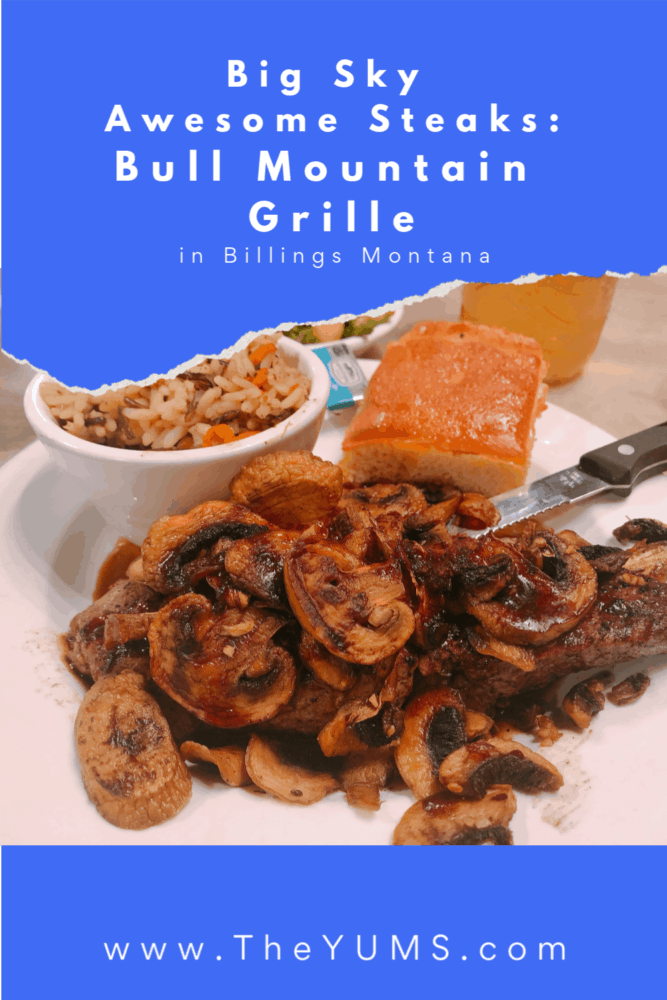 Delicious Renegade Sirloin steak covered with sauteed mushrooms at Bull Mountain Grille in Billings, Montana. #fromtheyums #foodie  #restaurant #Montana, #bmgrille #bullmountaingrille #steak