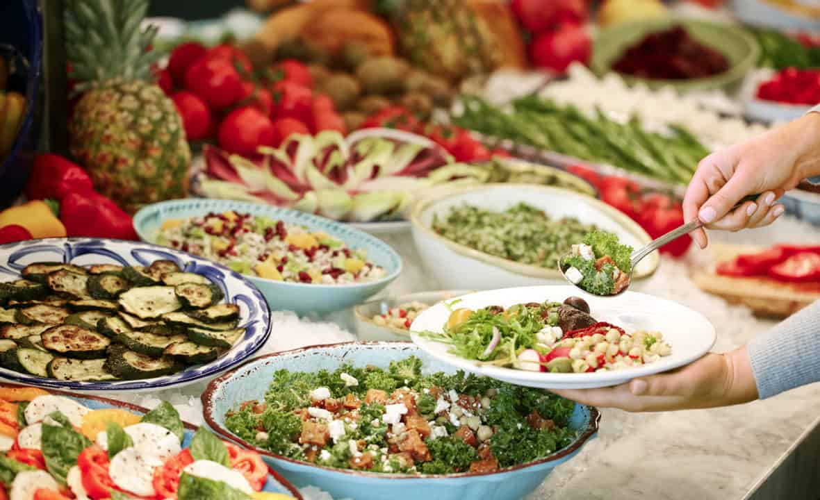 Brazilian Steakhouse Fogo de Chão serves fresh vegetables and fruits on their Market Table.