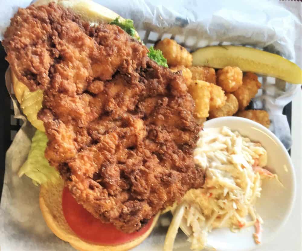 Pork tenderloin sandwich at Oasis Diner in Plainfield, Indiana