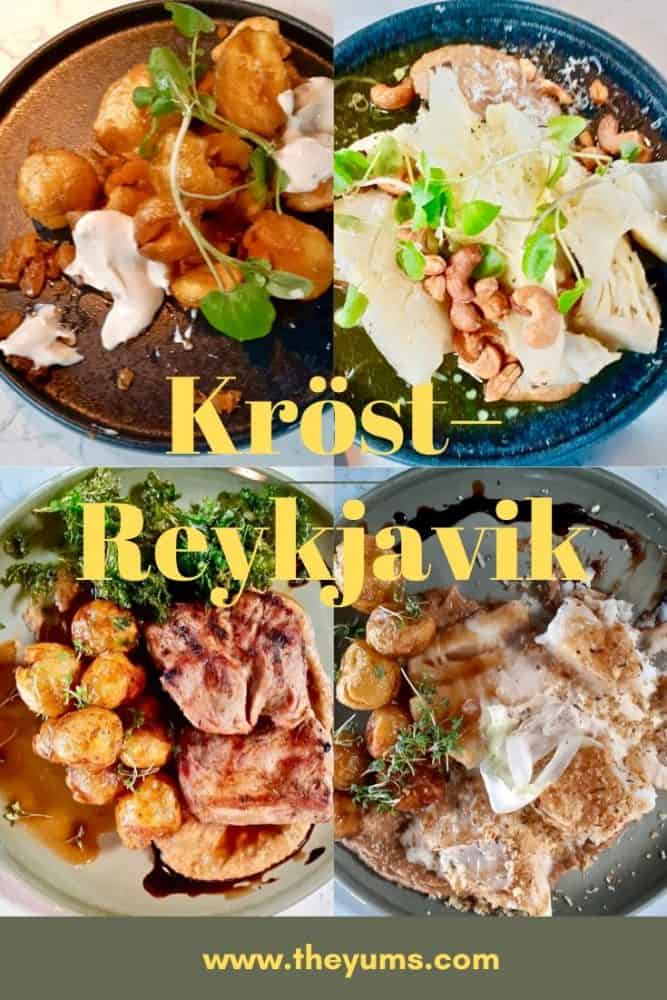 A variety of dishes from Krost restaurant in Reykjavik, Iceland.