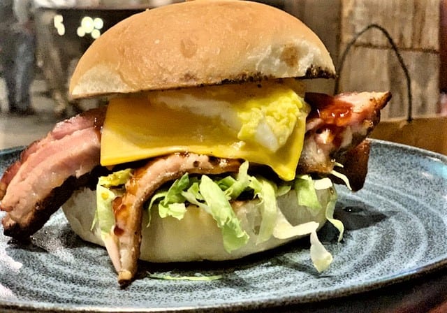 smoked brisket sandwich, a jaw-dropping creation of Chef Lyle Broussard at Jack Daniel's Bar and Grill in Lake Charles, Louisiana