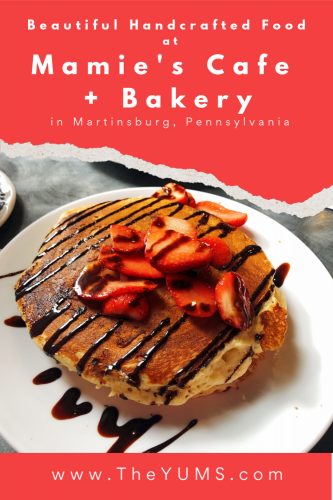 Breakfast at Mamie's Cafe and Bakery is a delicious start to your day. Check out the Chocolate Strawberry Pancakes. #fromtheyums #foodie #restaurant #Pennsylvania